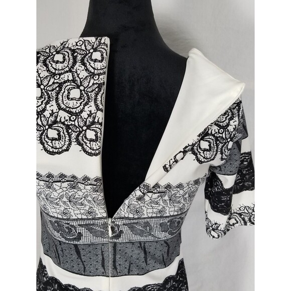 NWT - Kardashian Kollection Dress size L Bodycon Tattoo Style Vegas Black White - Picture 4 of 15